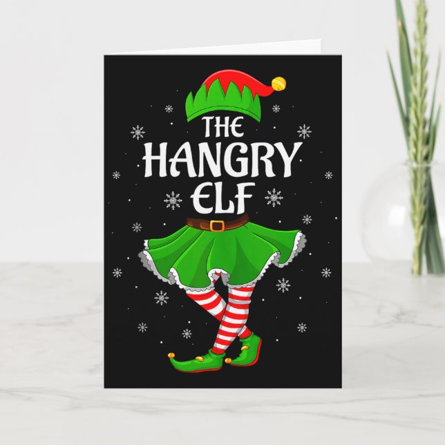 Hangry Elf Christmas Family Girls Women Elf Squad  Card (Front)