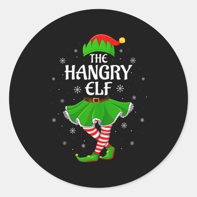 Hangry Elf Christmas Family Girls Women Elf Squad  Classic Round Sticker (Front)