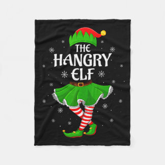 Hangry Elf Christmas Family Girls Women Elf Squad  Fleece Blanket