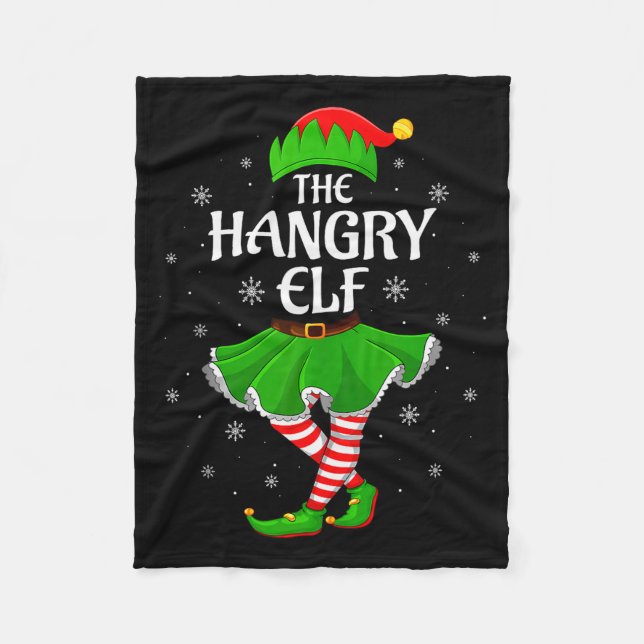 Hangry Elf Christmas Family Girls Women Elf Squad  Fleece Blanket (Front)