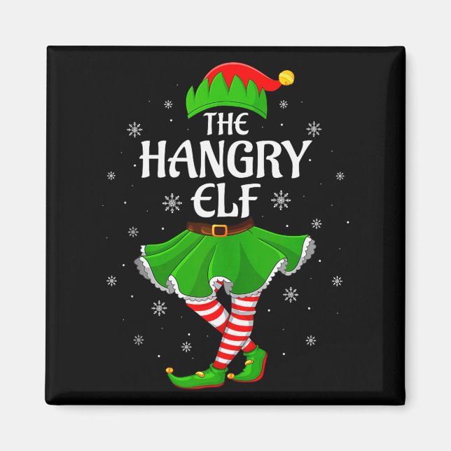 Hangry Elf Christmas Family Girls Women Elf Squad  Magnet (Front)