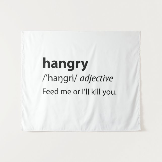 Hangry Funny Dictionary Definition Tapestry (Front (Horizontal))