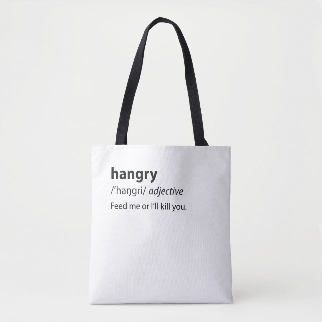 Hangry Funny Dictionary Definition Tote Bag (Front)