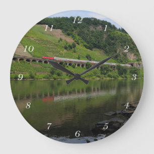Hangviaduct Pünderich with passenger train Large Clock