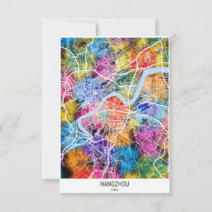 Hangzhou China City Map Thank You Card