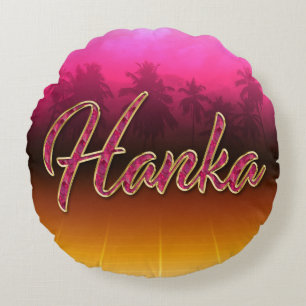 Hanka Vorname Name golden pink Kissen Round Cushion