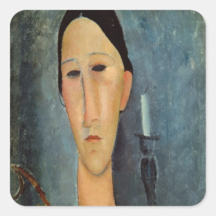 Hanka Zborowska with a Candlestick, 1919 Square Sticker