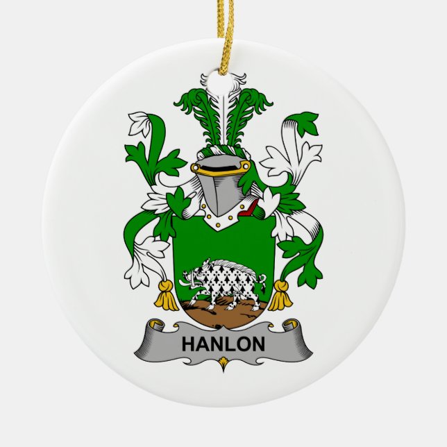 Hanlon Family Crest Ceramic Ornament (Front)