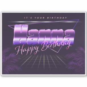 Hanna Name Vorname lila retro Sticker Geburtstag
