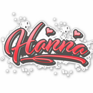 Hanna red Heart Graffiti Aufkleber Sticker