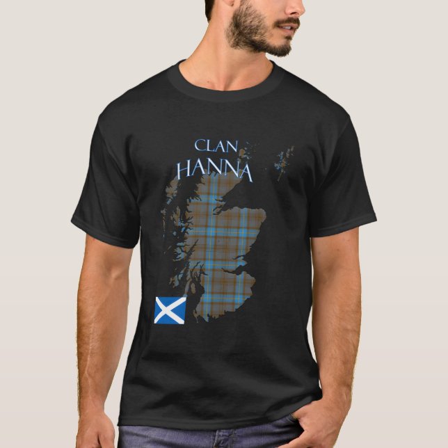 Hanna Scottish Clan Tartan Scotland T-Shirt (Front)