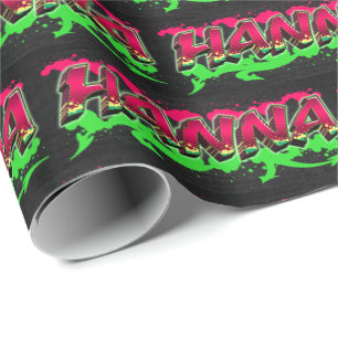Hanna Vorname Name Graffiti red green Wrapping Paper