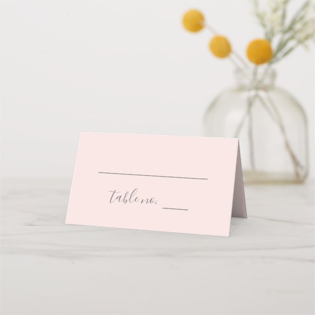 Hannah Blush Pink Calligraphy Wedding Place Card (Front)