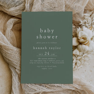 HANNAH Boho Modern Sage Green Simple Baby Shower Invitation