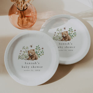 HANNAH Boho Summer Bear Bee Woodland Baby Shower Paper Plate