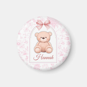 Hannah   Custom Pink Teddy Bear Nursery Design  Magnet
