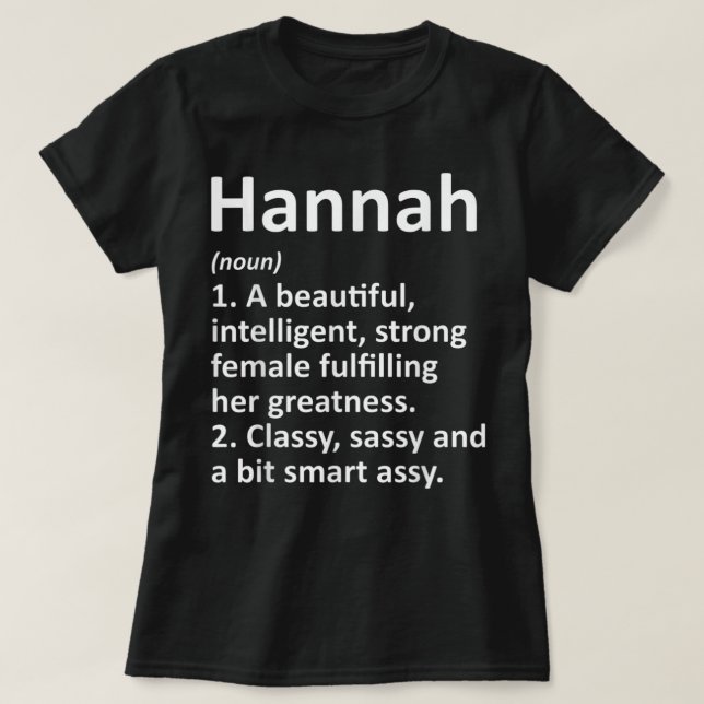 HANNAH Definition Personalised Name Funny Christma T-Shirt (Design Front)