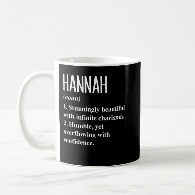 Hannah First Name Definition Personalised Gift Ide Coffee Mug (Left)