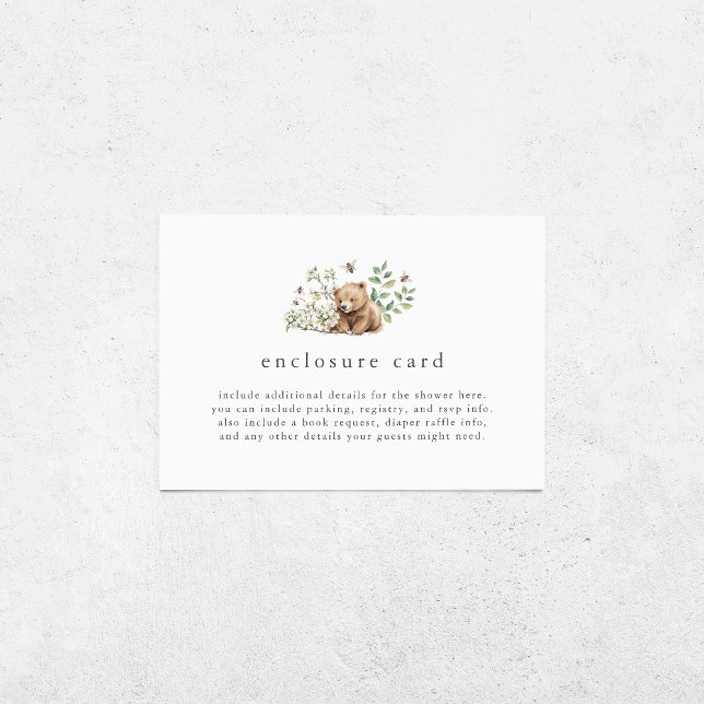 HANNAH Gender Neutral Bear Woodland Baby Shower Enclosure Card (HANNAH Gender Neutral Bear Woodland Baby Shower Enclosure Card)