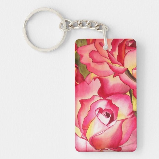 Hannah Gordon pink rose watercolor art Key Ring (Front)