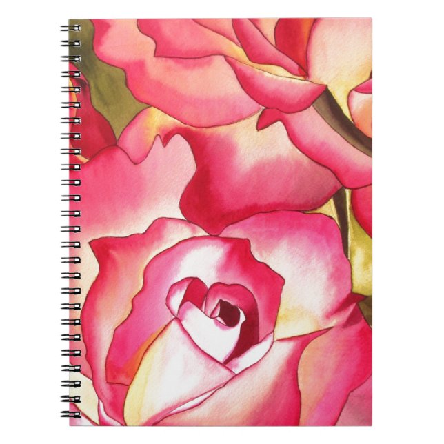 Hannah Gordon pink Rose watercolor art Notebook (Front)