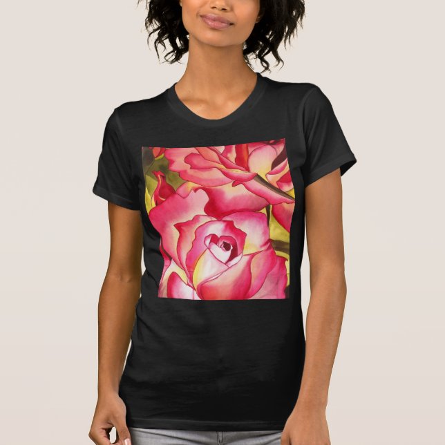 Hannah Gordon pink Rose watercolor art T-Shirt (Front)