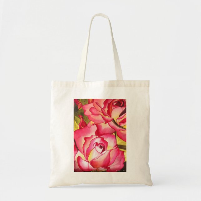 Hannah Gordon pink rose watercolor art Tote Bag (Front)