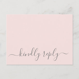 Hannah Modern Simple Pink Meal Choice RSVP Wedding Postcard