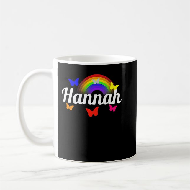 Hannah Name Introduction Kidcore Rainbow Hello Kin Coffee Mug (Left)