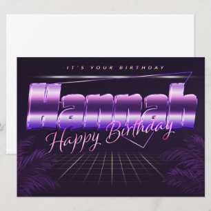 Hannah Name Vorname lila retro Karte Geburtstag Card