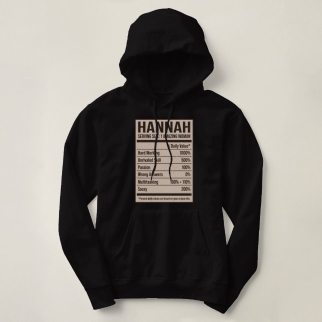 Hannah Nutrition Facts Name Nickname Alias Title F Hoodie (Design Front)