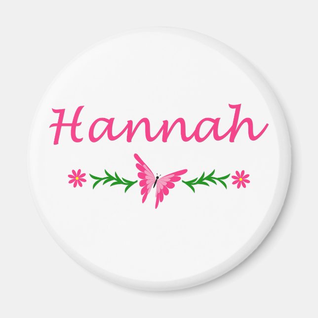 Hannah (Pink Butterfly) Magnet (Front)