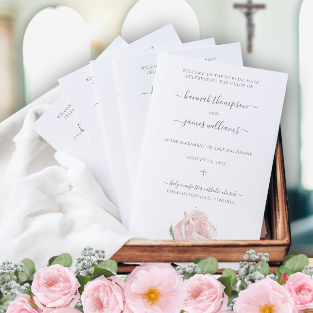 Hannah Pink Catholic Wedding Program with Mass (Creator Uploaded)