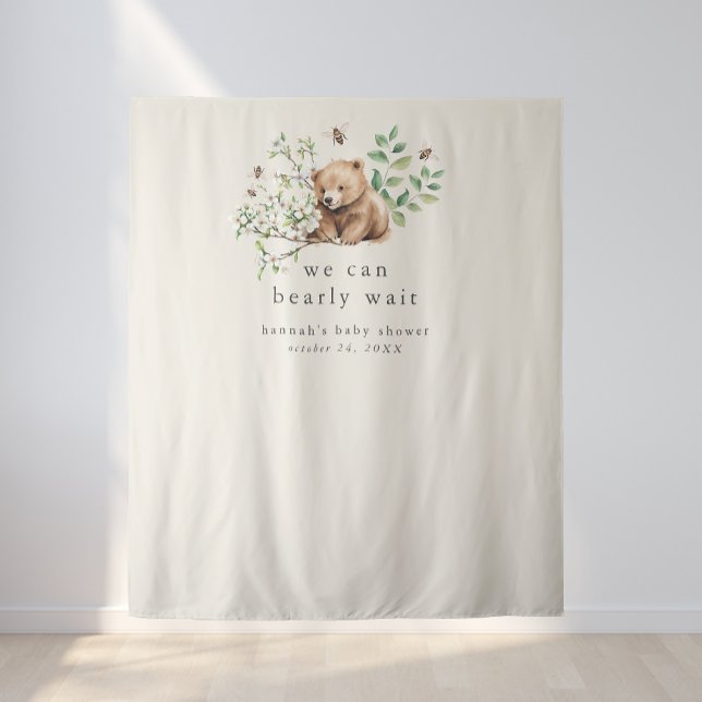 HANNAH Vintage Bearly Wait Baby Shower Backdrop Tapestry (HANNAH Vintage Bearly Wait Baby Shower Backdrop)