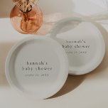 HANNAH Vintage Boho Modern Simple Baby Shower Paper Plate<br><div class="desc">These vintage boho modern simple baby shower paper plates from the Hannah Collection are perfect for a minimal baby shower. The neutral cream and grey colour design features modern boho unadorned typography with a unique minimalist style. Personalise your baby shower plates with the name of the mum-to-be and the shower...</div>