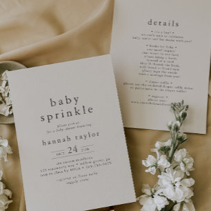 HANNAH Vintage Cream Boho Simple Baby Sprinkle Invitation