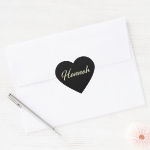 Hannah white Handwriting Sticker Heart