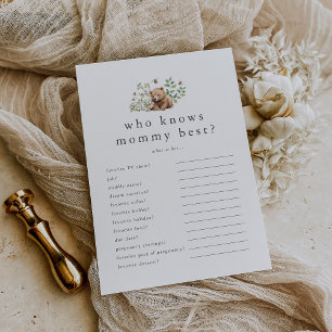 HANNAH Who Knows Mummy Best Baby Shower Game Card
