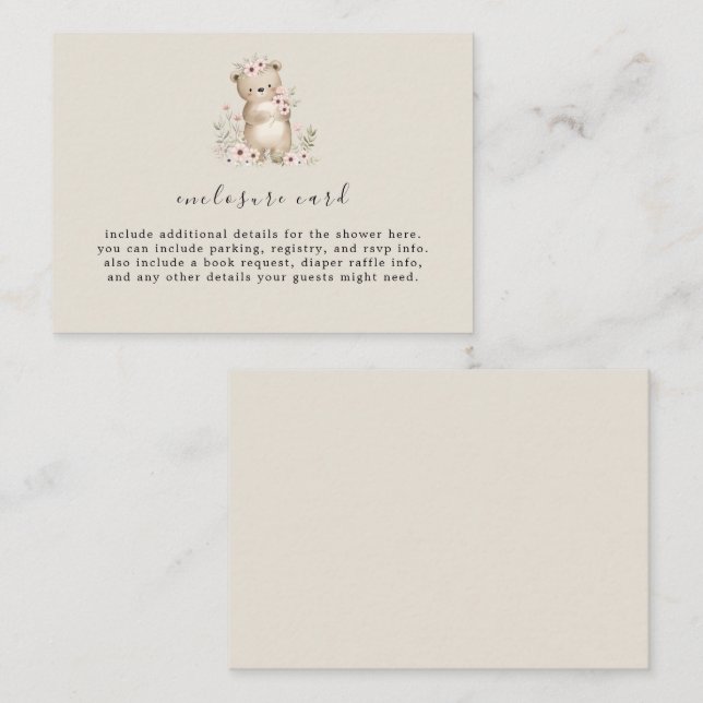 HANNAH Woodland Baby Shower Enclosure Card (Front/Back)