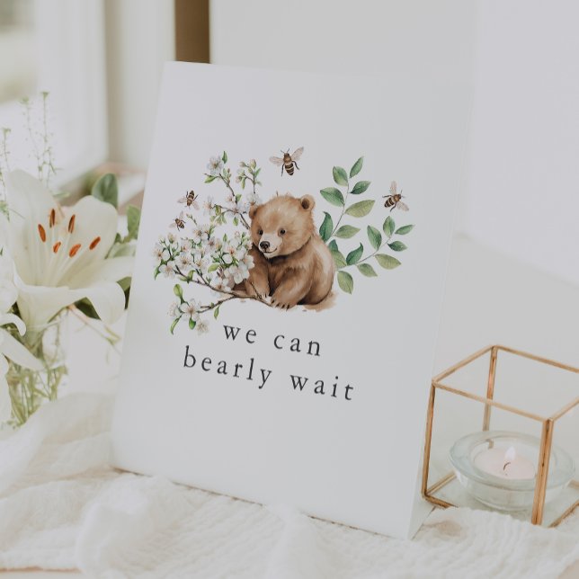 HANNAH Woodland We Can Bearly Wait Baby Shower Pedestal Sign (HANNAH Woodland We Can Bearly Wait Baby Shower Pedestal Sign)