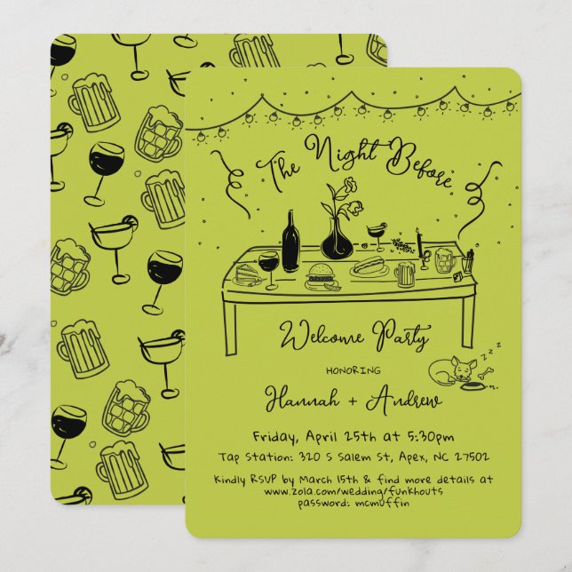 Hannah's Welcome Night Before chihuahua Invitation (Front/Back)