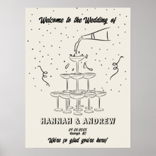 Hannah's Welcome Wedding Champange tower Poster