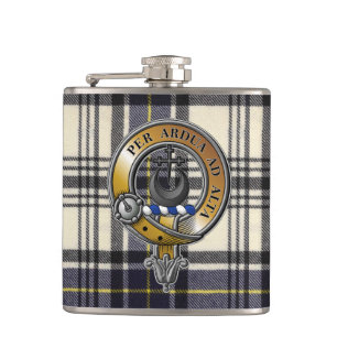 Hannay Tartan & Badge Hip Flask