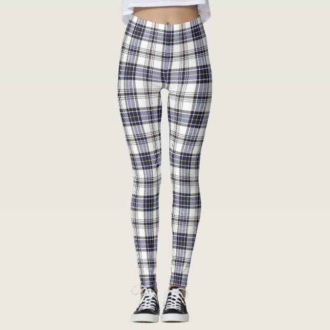 Hannay Tartan Plaid Blue Black Pattern Leggings (Front)