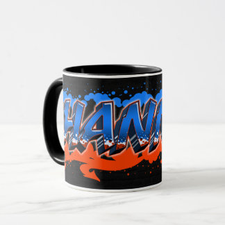 Hannes First Name Graffiti blue orange cup