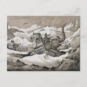 Hannibal (247-c.183 BC) and his war elephants cros Postcard