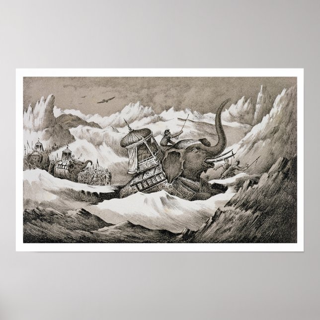 Hannibal (247-c.183 BC) and his war elephants cros Poster (Front)