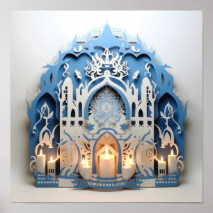 Hannukah Holiday paper cutout Poster