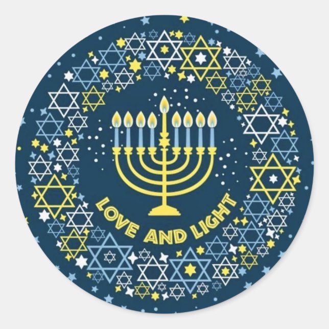 Hannukah Menorah  Classic Round Sticker (Front)