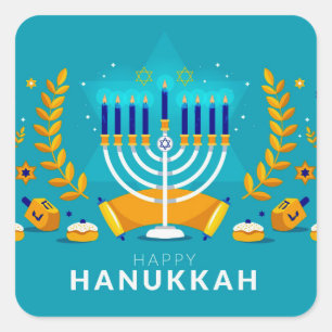 Hannukah Menorah Square Sticker
